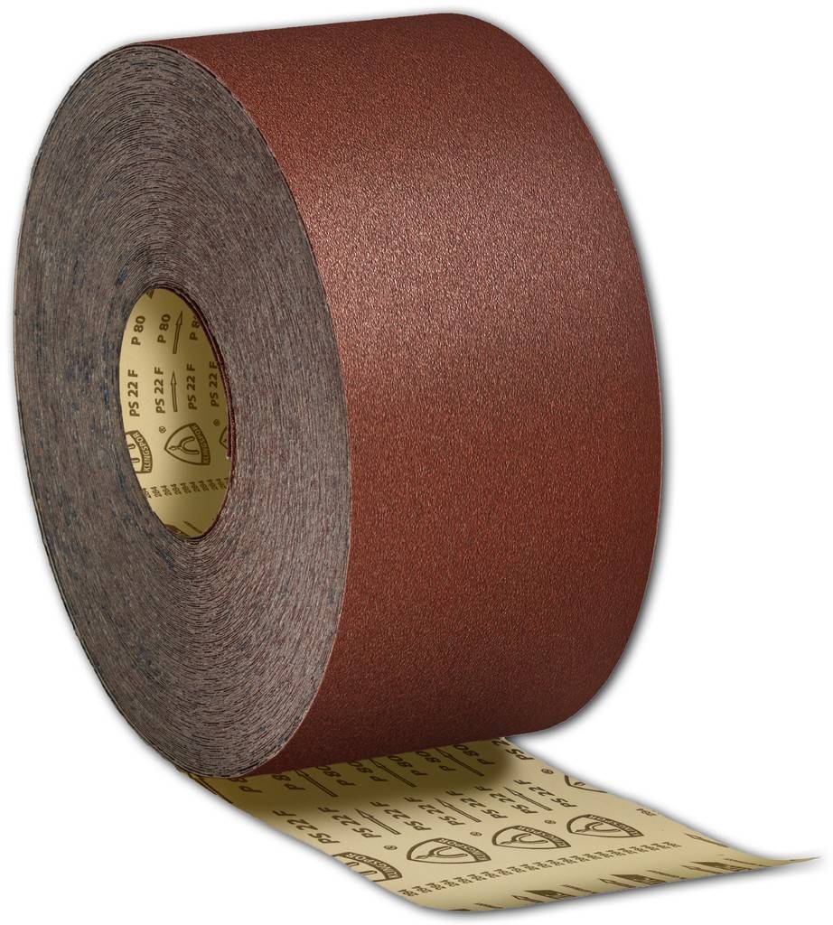 Große Rolle aus braunem Schleifpapier mit einem Streifen, der sich von unten abrollt.