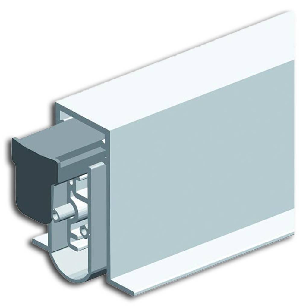 Automatische Türbodendichtung EllenMatic Soundproof Omega Mit Silikondichtung Einseitige Auslösung an der Bandseite Montage in Türen mit 3