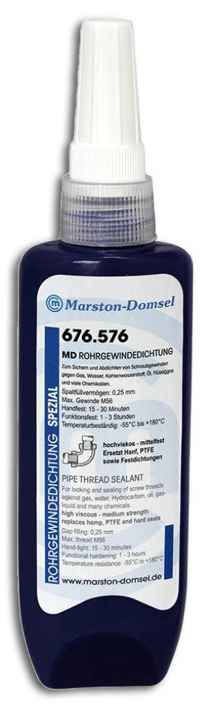 MD-Rohrgewindedichtung 676.576Produktmerkmale Mittelfest - hochviskos 1-Komponentiger Klebstoff welcher mit Metallkontakt unter Luftabschluss au