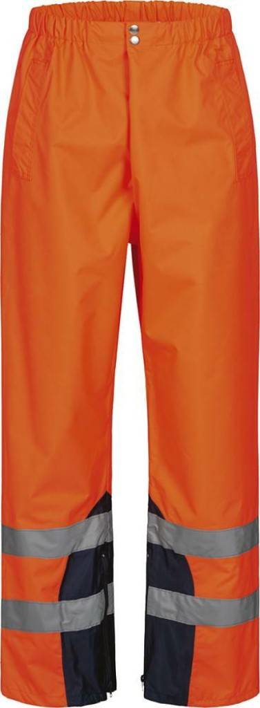Warnschutz-Regenbundhose RENZ und MATULAAusführung Wind- und wasserabweisend bis 2000 mm Wassersäule Hoch abriebfest Marine abgesetzt N