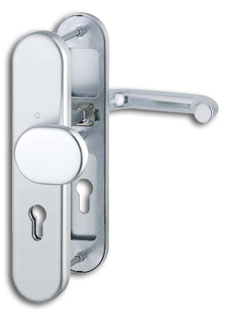 Schutzbeschlag, Serie ParisProduktdetails HOPPE-Aluminium-Schutzbeschlag ES1 SK2 geprüft nach DIN 18257 PZ-gelocht Stahl-Unterkonstruktion i