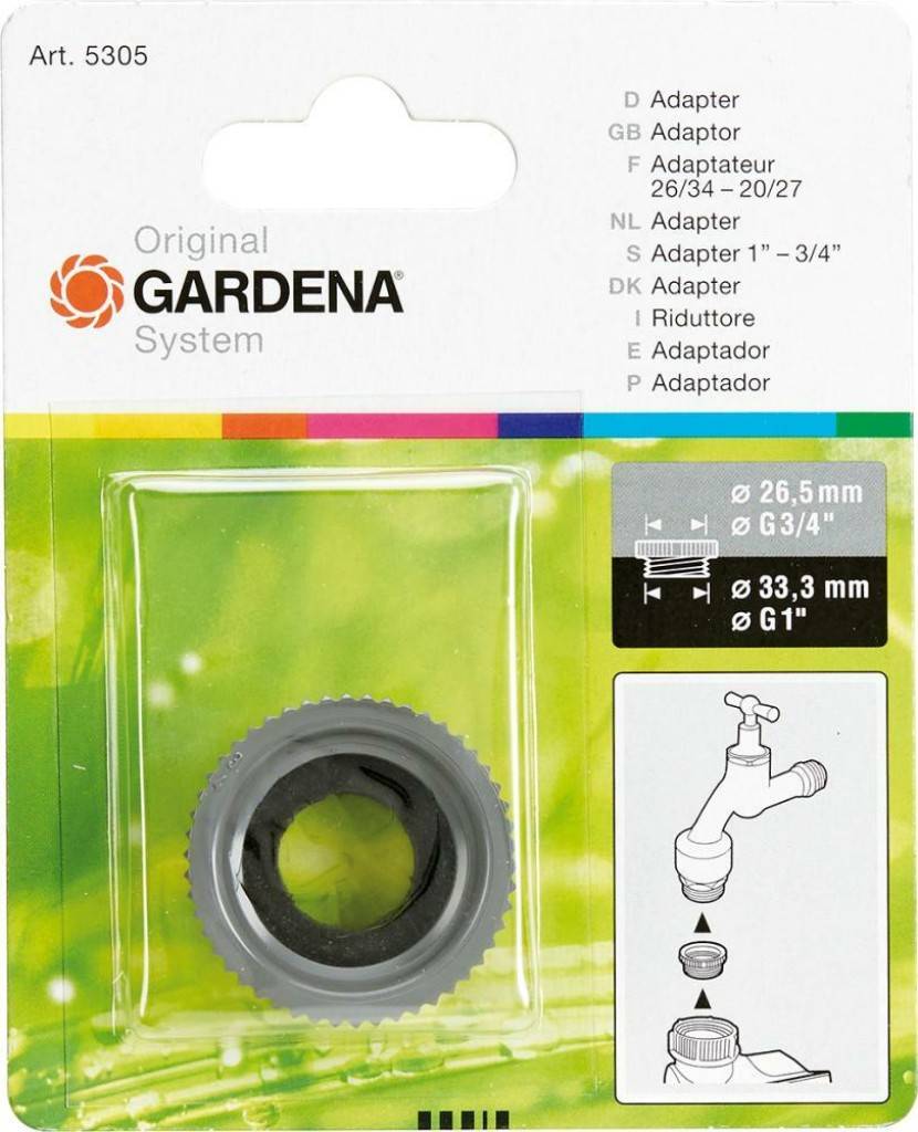 AdapterEinsatz zum Übergang von 33,3 mm G 1 Innengewinde auf 26,5 mm G 3/4 Außengewinde
