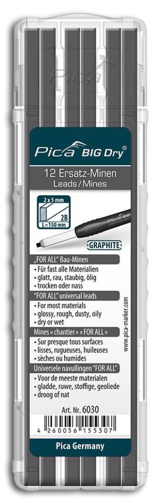 FOR ALL Bau-Ersatzmine-Set für Zimmermannsstift Pica BIG DryAnwendung Zum Markieren und Schreiben auf fast allen Material-Oberflächen, egal ob trock