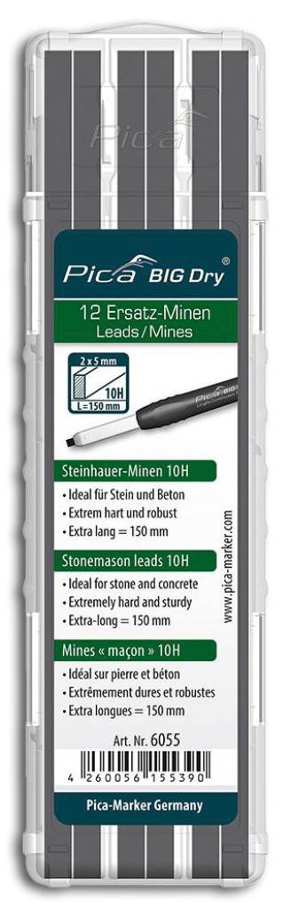 Steinhauer-Ersatzminen-Set für Zimmermannsstift Pica BIG DryAnwendung Zum Markieren und Schreiben auf trockenem Mauerwerk, Stein und Beton.