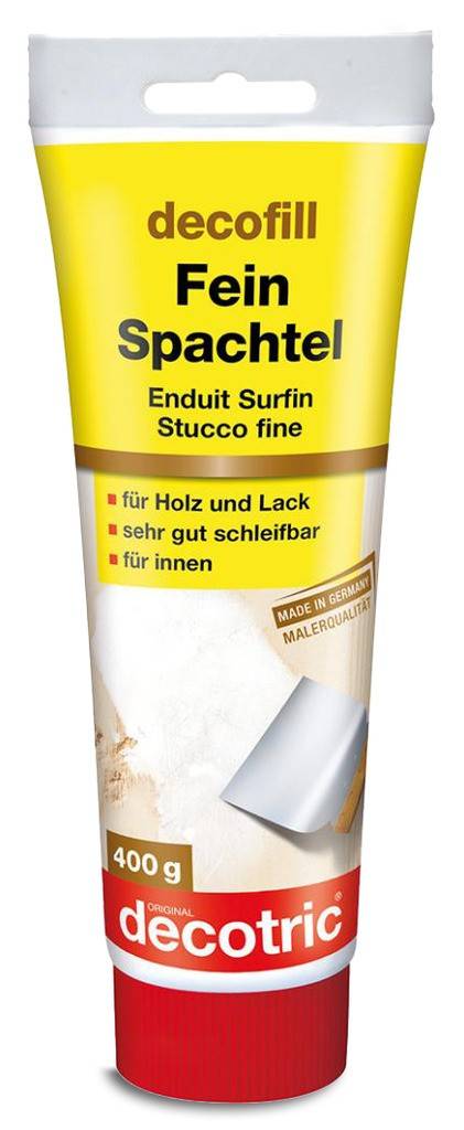 decofill FeinspachtelZum Ausbessern und Glätten von lackiertem und unbehandeltem Holz, Putz, Beton, Stein, Gipskartonplatten u. ä. Optimaler Untergr
