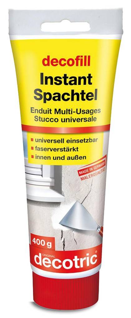 decofill Instant SpachtelGebrauchsfertige Dispersions-Kunstharz-Spachtelmasse für Wand- und Deckenflächen und Fassaden. Zum schnellen Ausbessern von