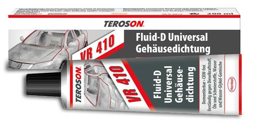 Fluid-D, Gehäuse- und Flanschdichtung VR 410Pastöser, nicht aushärtender Dichtstoff auf Basis KunstharzGeeignet als Ergänzung zu Flächendichtung