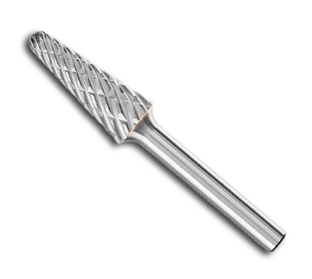 Hartmetallfrässtift RotorfräserDIN 8033 Schaft-Ø 6 mm, Rundkegelform KEL, Zahnung STEELAnwendung Extrem hohe Zerspanungsleistung und ruhiges Fräs