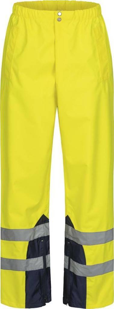 Warnschutz-Regenbundhose RENZ und MATULAAusführung Wind- und wasserabweisend bis 2000 mm Wassersäule Hoch abriebfest Marine abgesetzt N