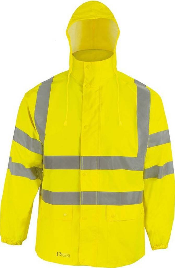 Warnschutz-Regenjacke RJG und RJOAusführung Wasserdicht, winddicht Verschweißte Nähte 2 x 5 cm Reflexmaterial umlaufend um Rumpf und Ärme