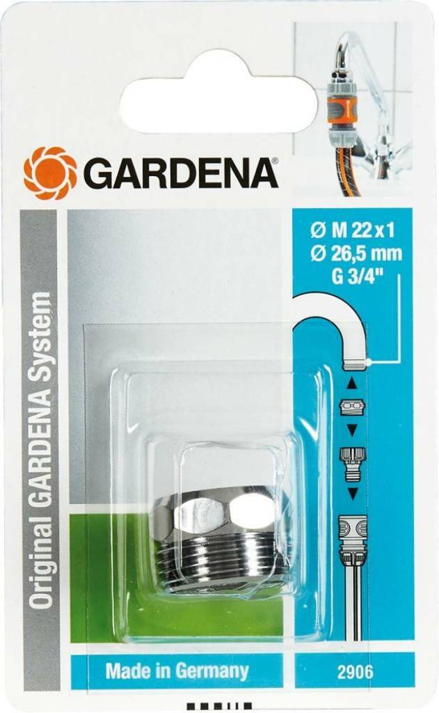Perlstrahl-Gewindeadapter MetallFür den Anschluss des GARDENA Systems an einen Wasserhahn mit Perlatorkopf, z. B. in Küche und BadAusführung mit M2
