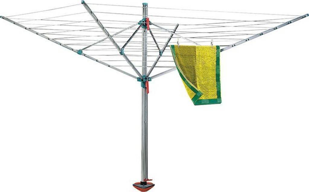 Wäschespinnen-Set IDEAWäschespinne aus AluminiumWetterfest durch rostfreies AluminiumInklusive Schutzhülle mit ReißverschlussInklusive Eindrehbode