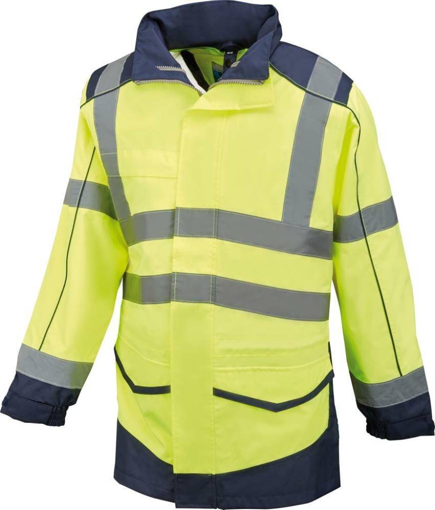 Warnschutz-Regenjacke WhistlerEigenschaften Wasserdicht, winddicht, hoch atmungsaktiv Wasserdampfdurchlässige Beschichtung an Innenseite und Un