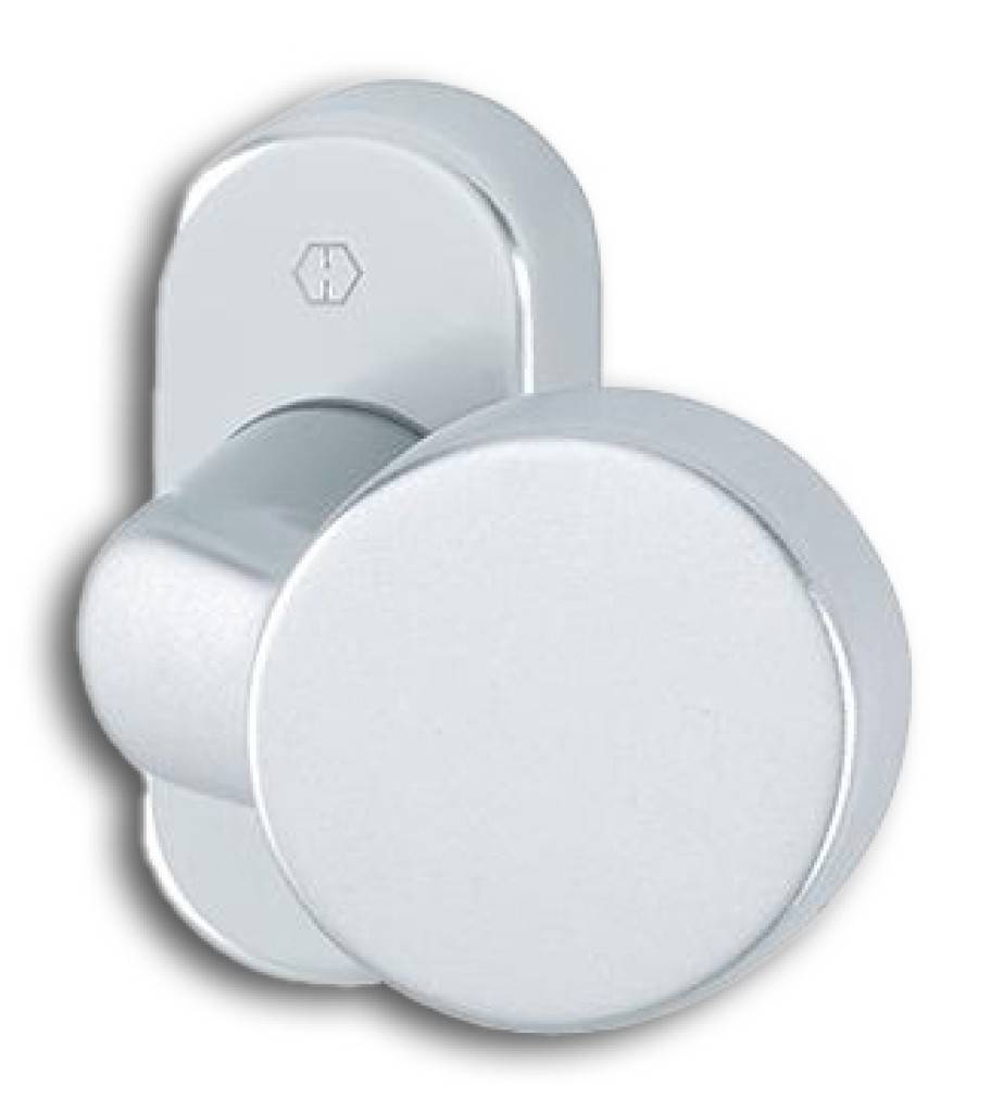 HOPPE-Aluminium-Knopfrosette für Profiltüren Lagerung gekröpfter Knopf fest/drehbar, Rückholfeder, wartungsfreies Gleitlager Verbindung für