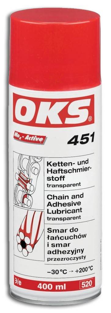 OKS 451 Ketten- und HaftschmierstoffProduktbeschreibung Für schnell laufende Ketten und andere Maschinenelemente, die hohen Drücken oder korrosiv
