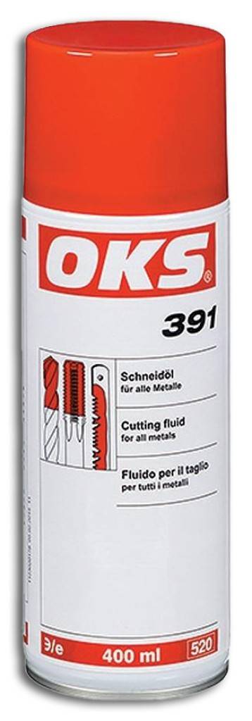 OKS 391 Schneidöl für alle MetalleProduktmerkmale Für Zerspanungsarbeiten an allen Metallen Erlaubt hohe Schnittgeschwindigkeiten Verminde