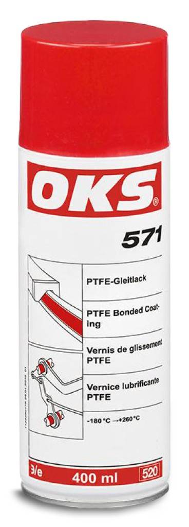 OKS 571 PTFE-GleitlackProduktbeschreibung Zur Trockenschmierung von Gleitflächen unterschiedlicher Materialien bei geringen Drücken, niedrigen Ge
