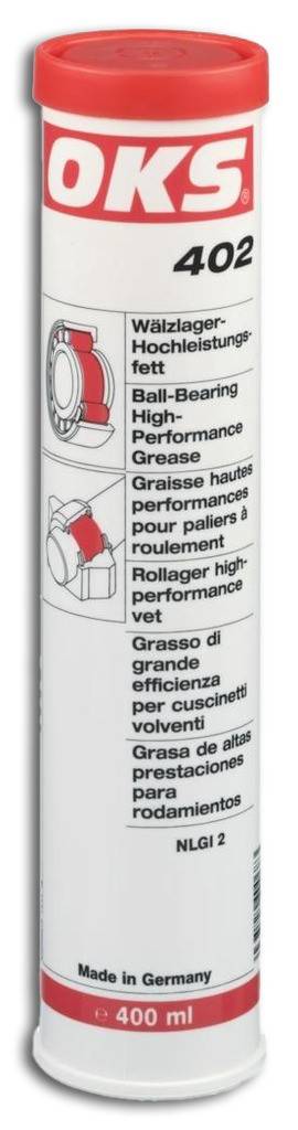 OKS 402 Wälzlager-HochleistungsfettProduktmerkmale Für Maschinenelemente wie Wälz- und Gleitlager, Spindeln und Gleitführungen unter normalen B