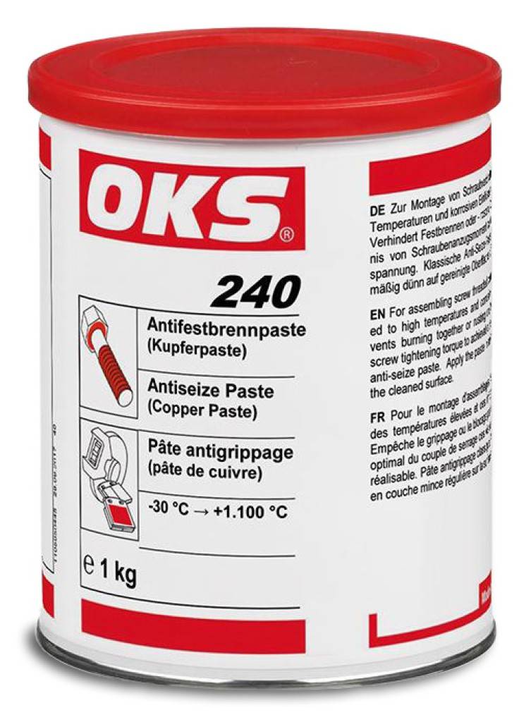 OKS 240 Antifestbrenn-PasteProduktbeschreibung Zur Montage von Schraubverbindungen, die hohen Temperaturen und korrosiven Einflüssen ausgesetzt si