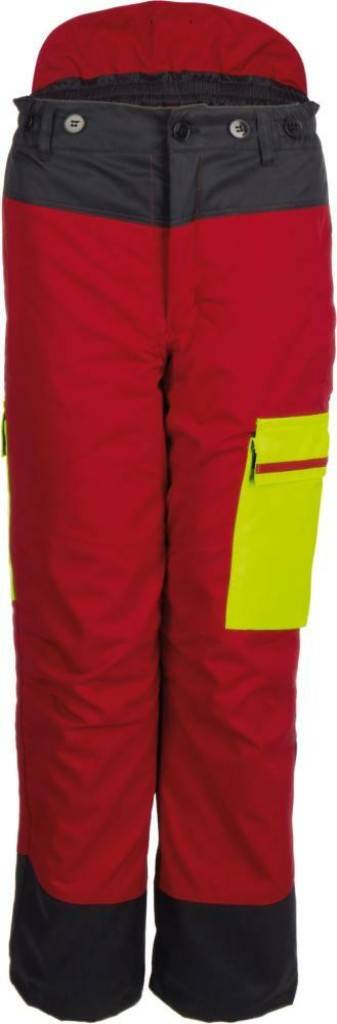 Forstschutz-Bundhose Forest Jack RedEigenschaften Wasser- und schmutzabweisendAusführung Zwei Seitentaschen mit Reißverschluss Aufgesetzte
