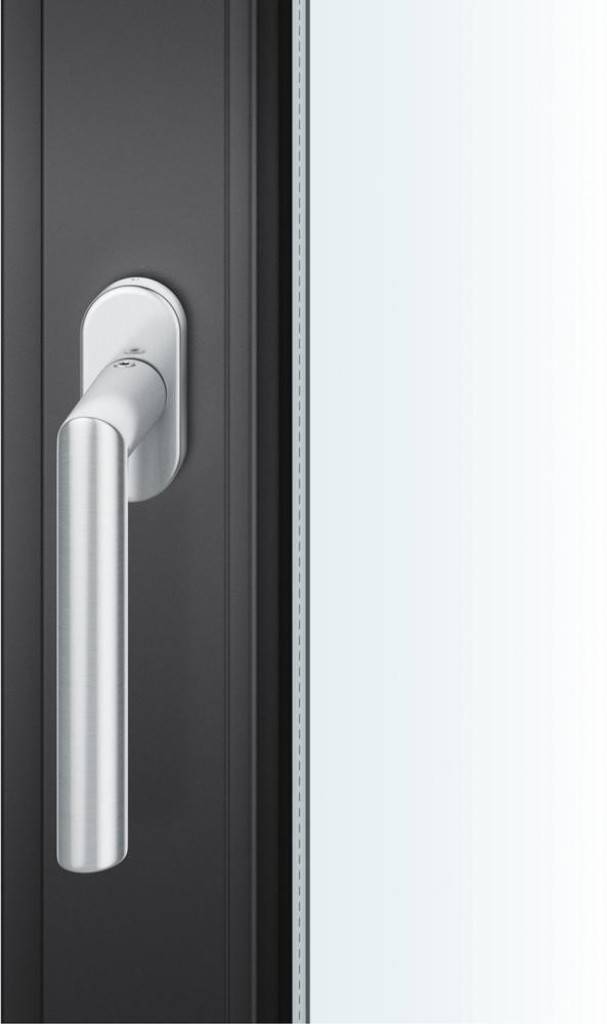 Fenstergriff Fenstergriff nach DIN EN Auf ovaler Rosette, 70 x 32,5 mm RAL-geprüft zertifiziert 4-Punkt-Kugelrastung zur sauberen, spürb