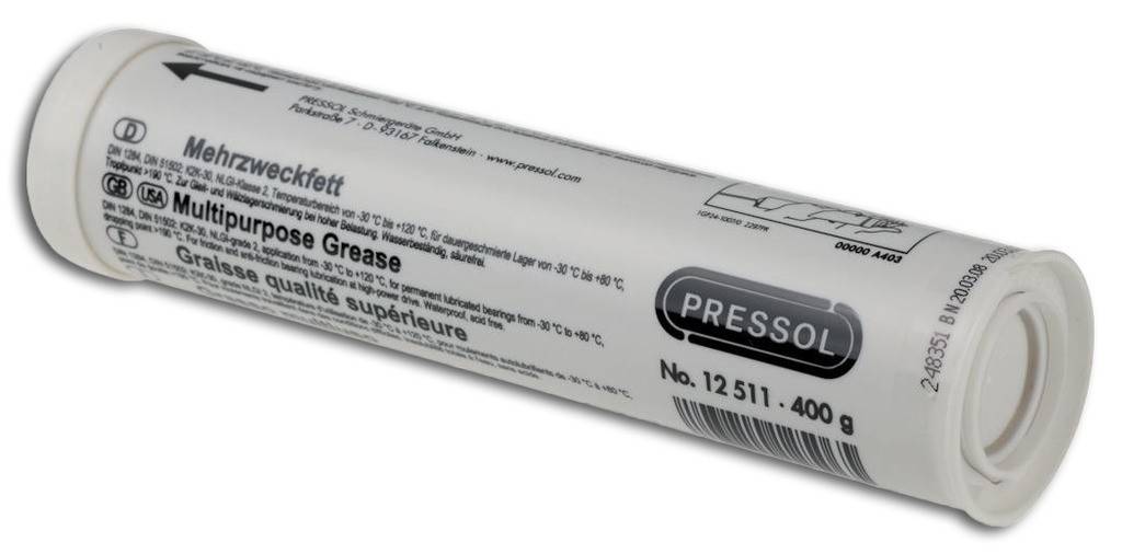 MehrzweckfettFettkartusche passend für alle 500 cm FettpressenEinsatzbereich von 30 C bis 120 C, dauergeschmierte Lager von 30 C bis 80 CZur Gleit-
