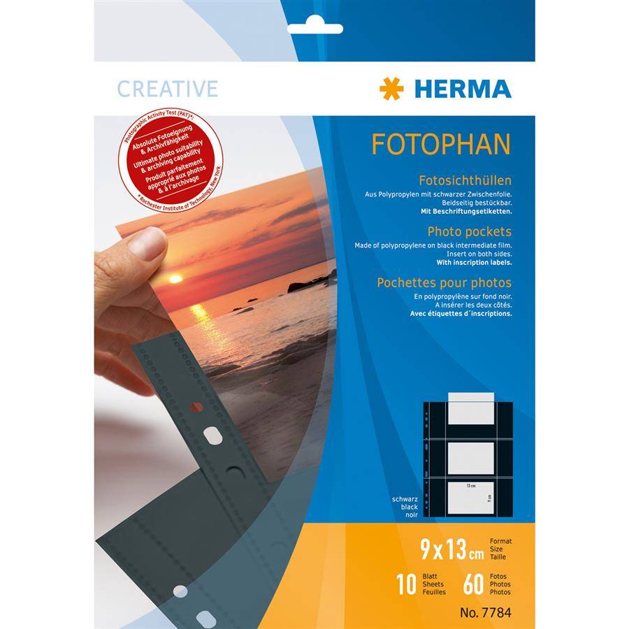 HERMA 7784 Fotophan Sichthüllen DIN A4 für Fotos 9 x 13 cm quer