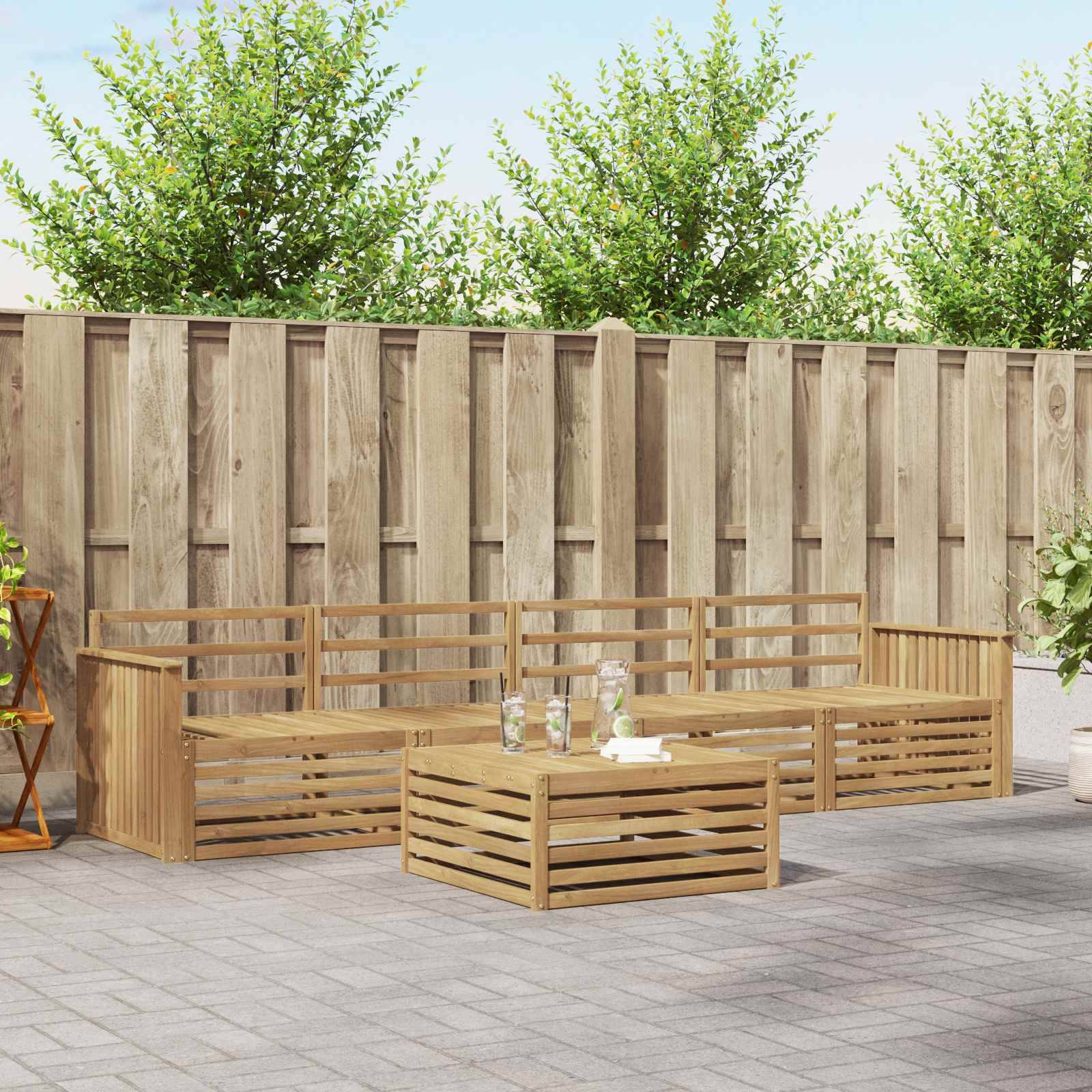 vidaXL Outdoor-Sofagarnitur 5 pcs Weiß Massivholz Akazie