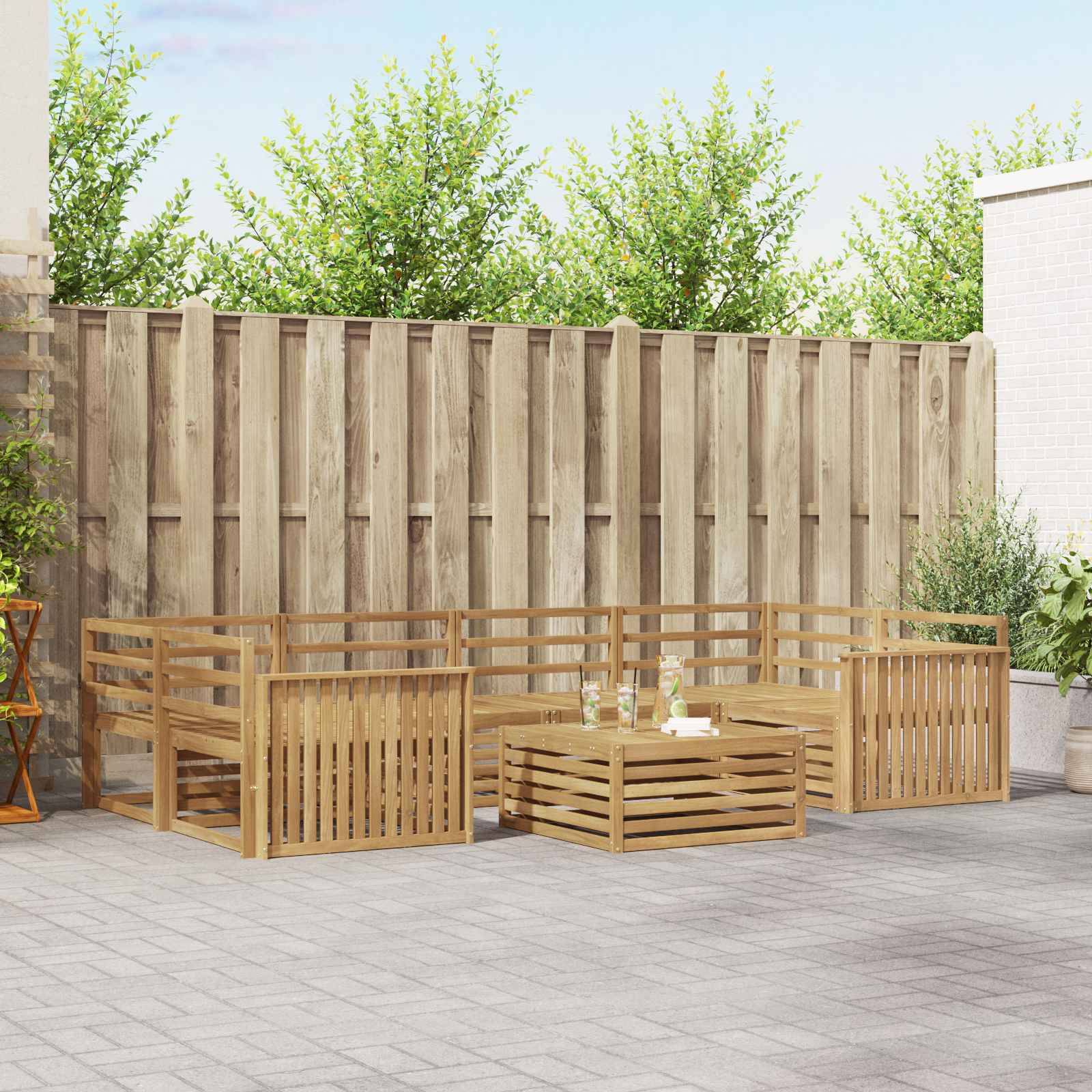vidaXL Outdoor-Sofagarnitur 7 pcs Weiß