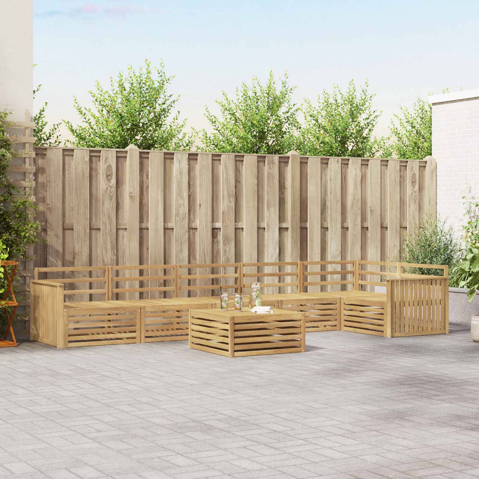 vidaXL Outdoor-Sofagarnitur 7 pcs Weiß 79 x 79 x 37 cm