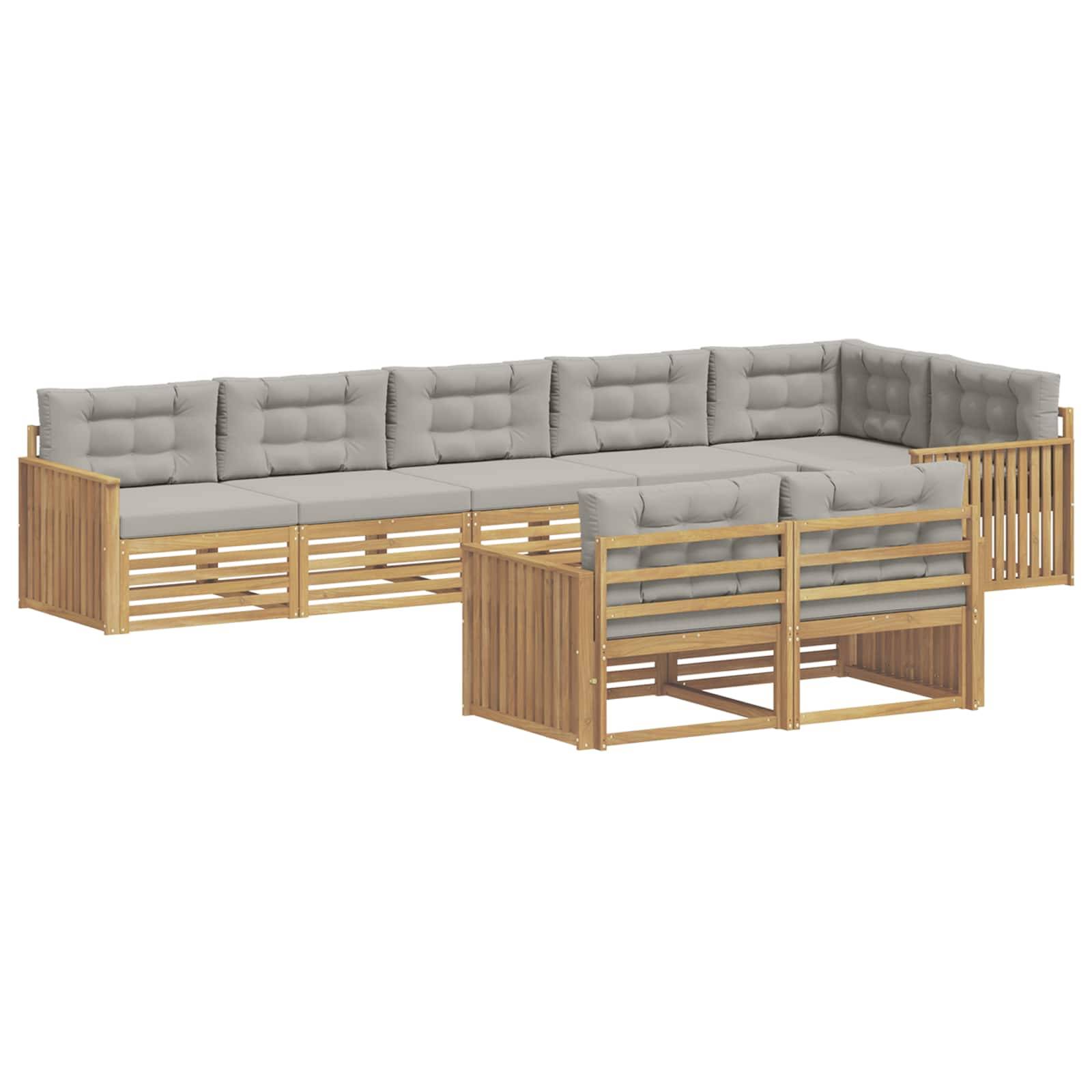 vidaXL Outdoor-Sofagarnitur 8 pcs Weiß und Hellgrau
