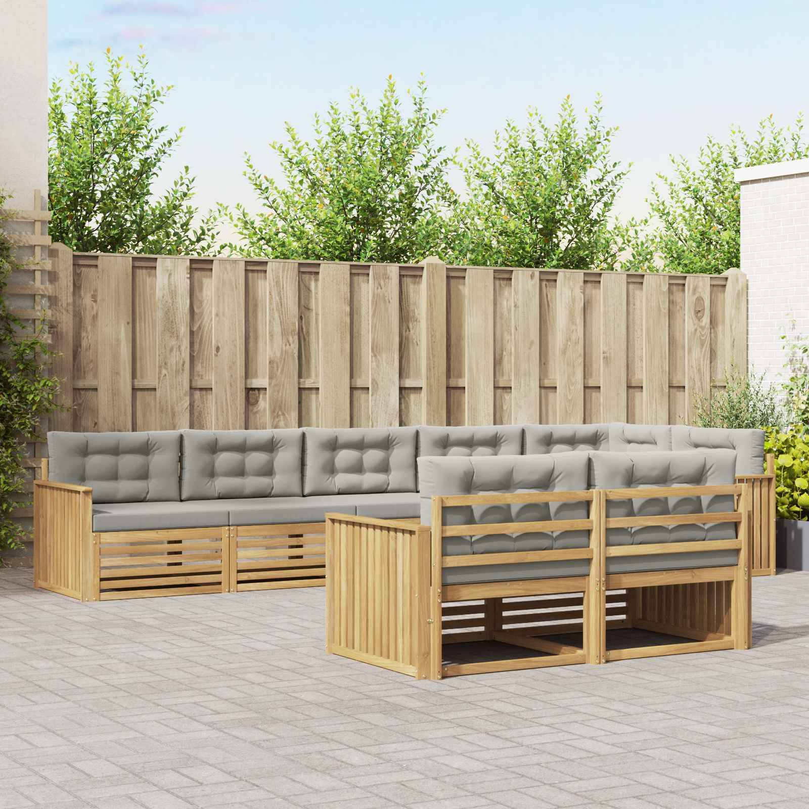 vidaXL Outdoor-Sofagarnitur 8 pcs Weiß und Hellgrau