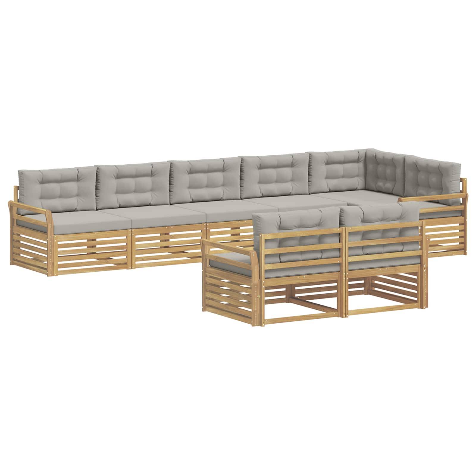 vidaXL Outdoor-Sofagarnitur 8 pcs Weiß und Hellgrau