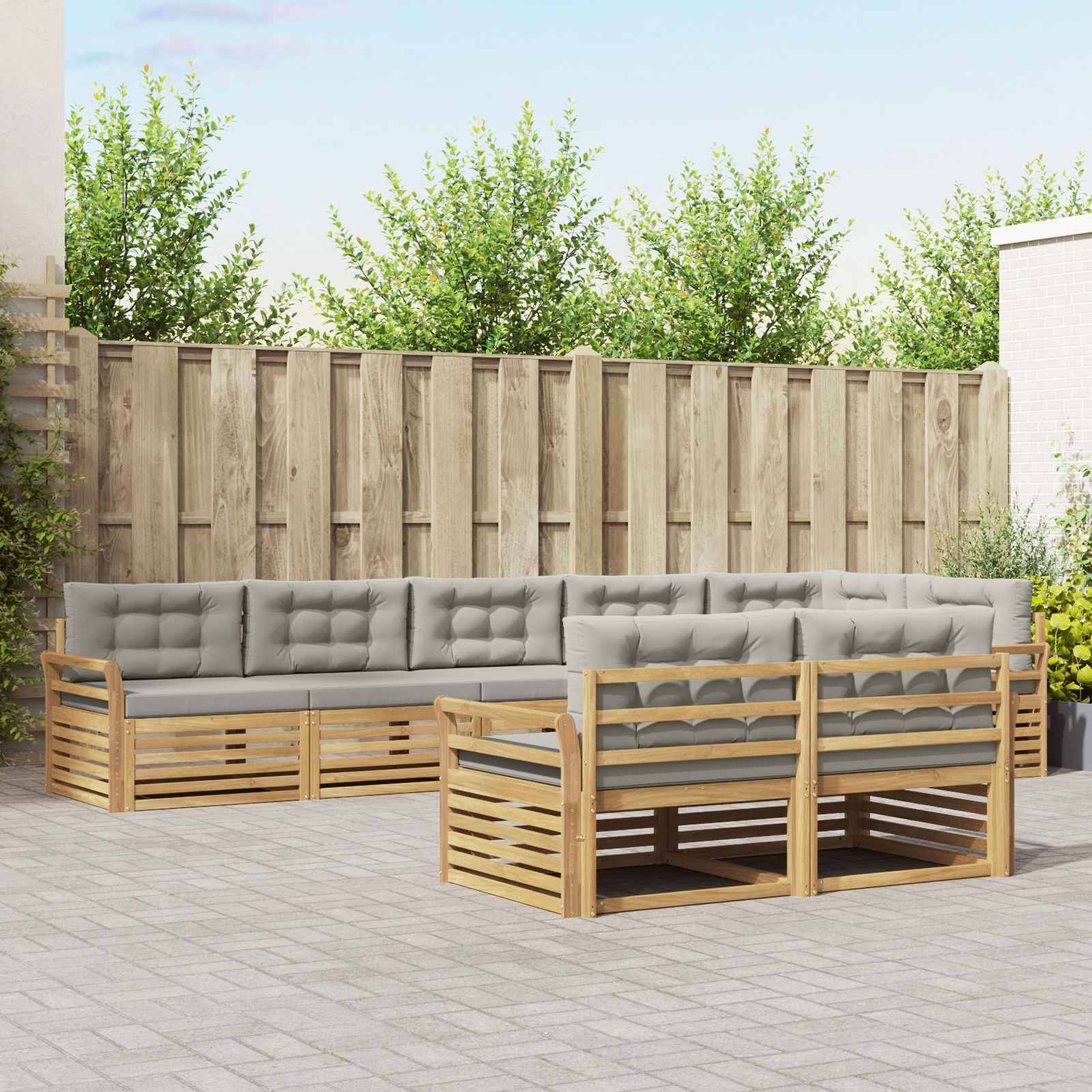 vidaXL Outdoor-Sofagarnitur 8 pcs Weiß und Hellgrau