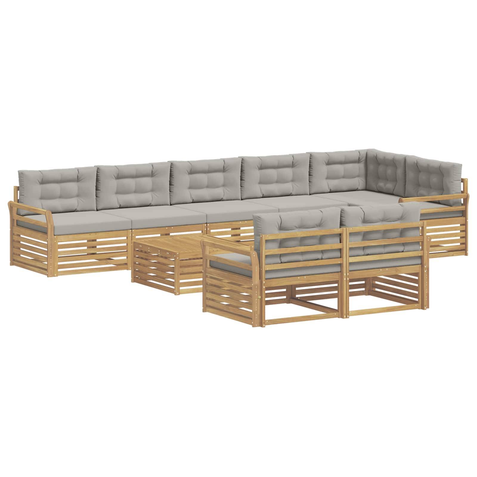 vidaXL Outdoor-Sofagarnitur 9 pcs Weiß und Hellgrau 79 x 79 x 37 cm