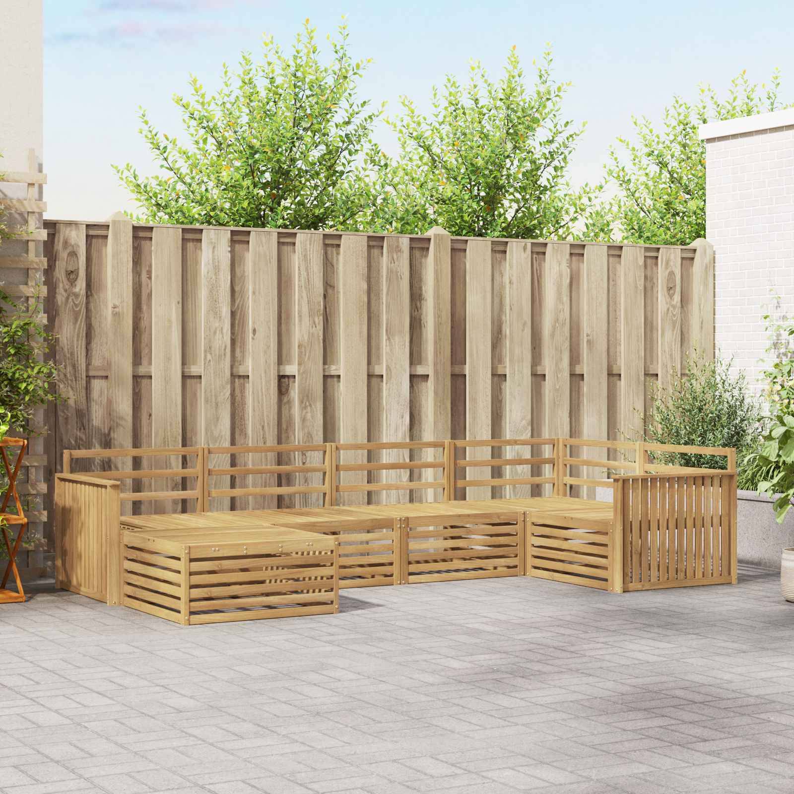 vidaXL Outdoor-Sofagarnitur 6 pcs Weiß 327 x 168,5 x 73 cm