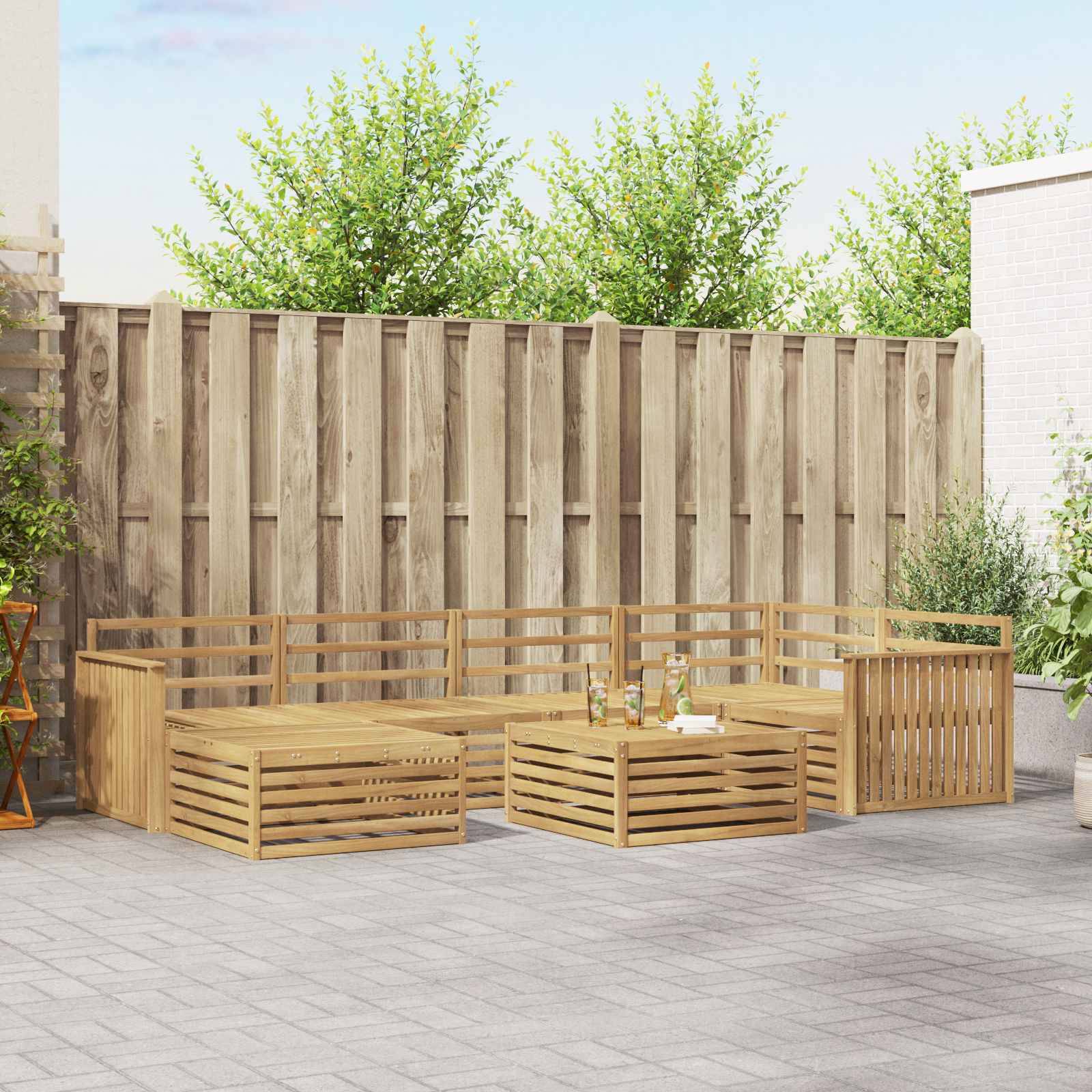 vidaXL Outdoor-Sofagarnitur 7 pcs Weiß Massivholz Akazie