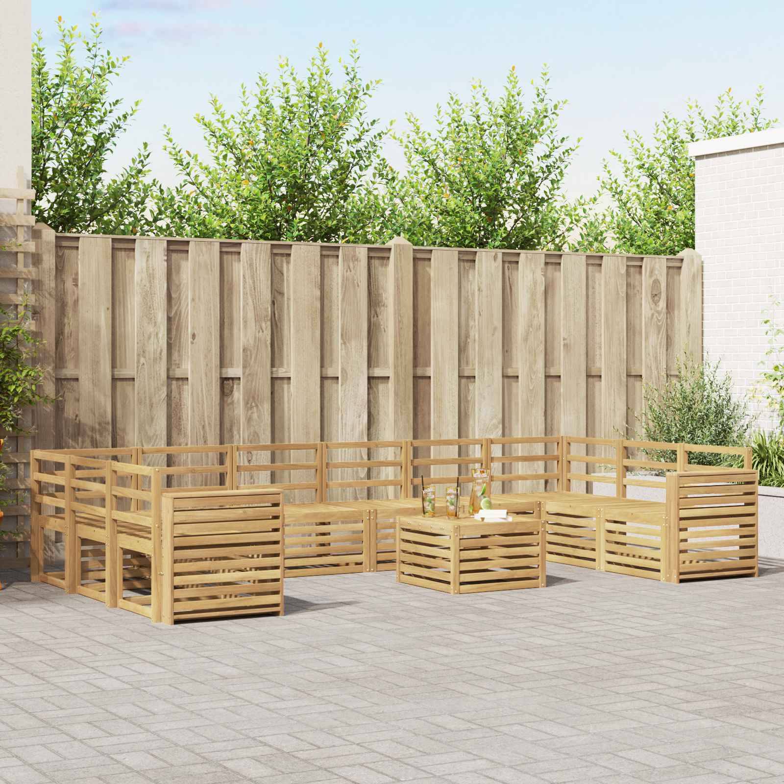 vidaXL Outdoor-Sofagarnitur 11 pcs Weiß 59 x 59 x 37 cm