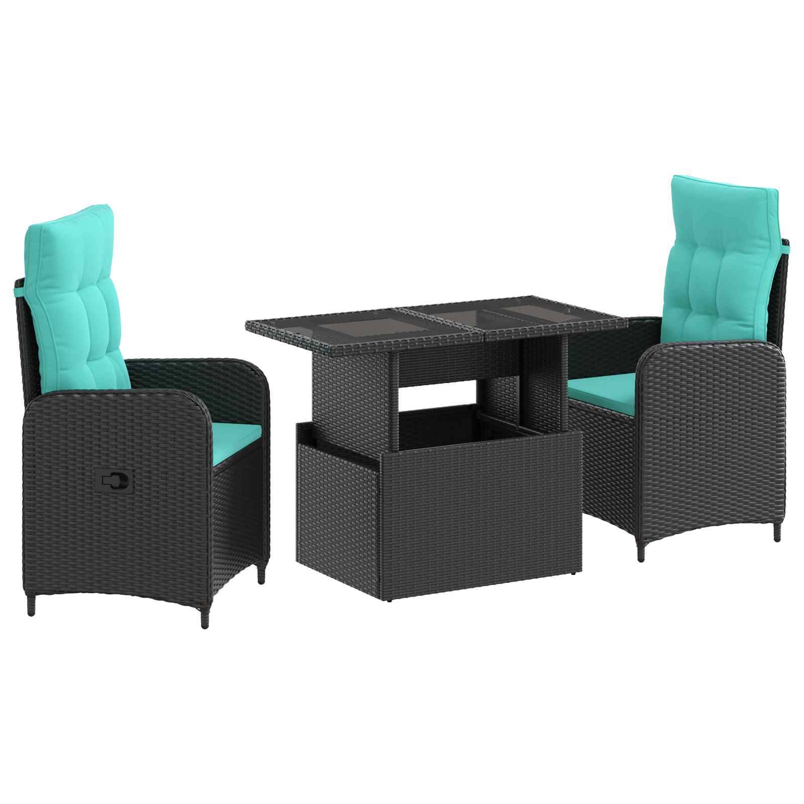 vidaXL Outdoortisch-Set 3 pcs Poly-Rattan