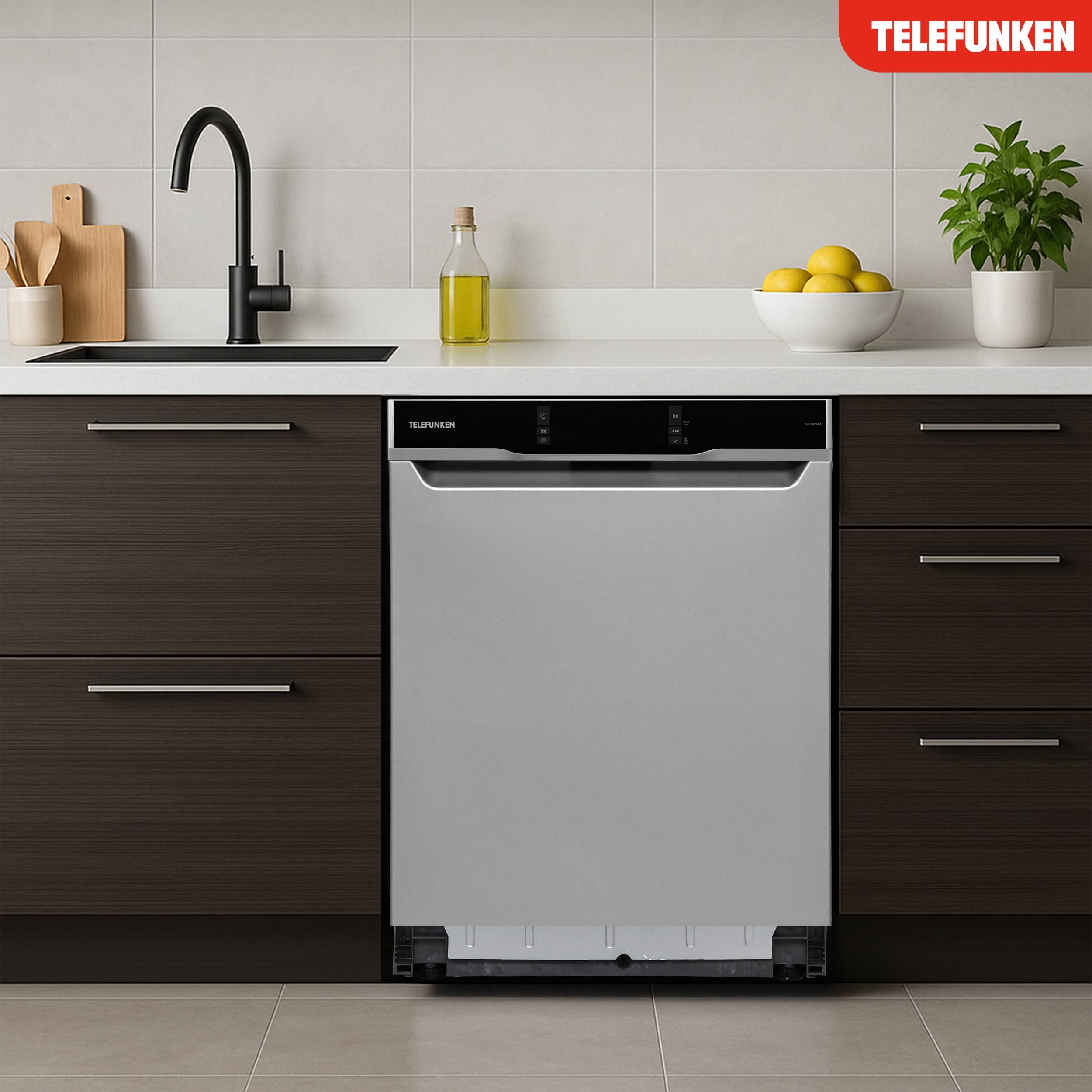 Telefunken GEU6014AI Geschirrspüler Unterbau 60 cm | Spülmaschine | 14 Gedecke | 9 Programme | AquaStop | Auto-Door