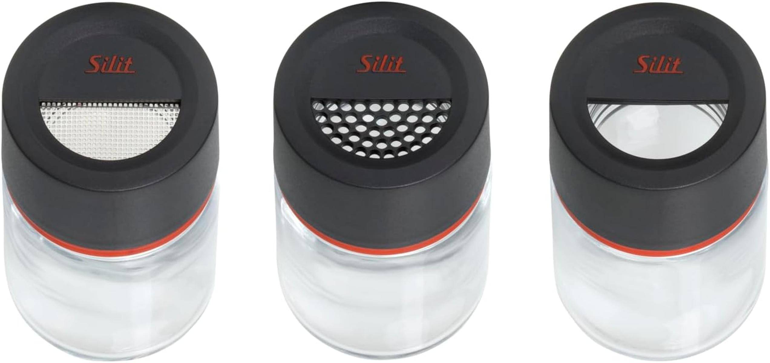 Silit Storio Gewürzstreuer-Set 3-teilig Gewürzglas fein/grob Glas Kunststoff