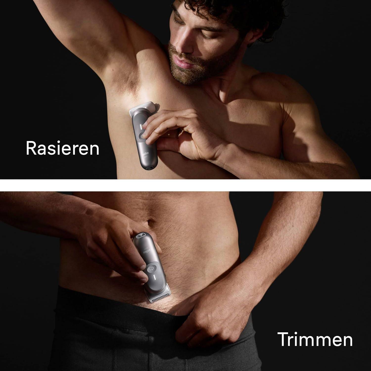 Braun Bodygroomer Series 7 Kabelloser Körperrasierer Herren BG7555 Grau + Etui