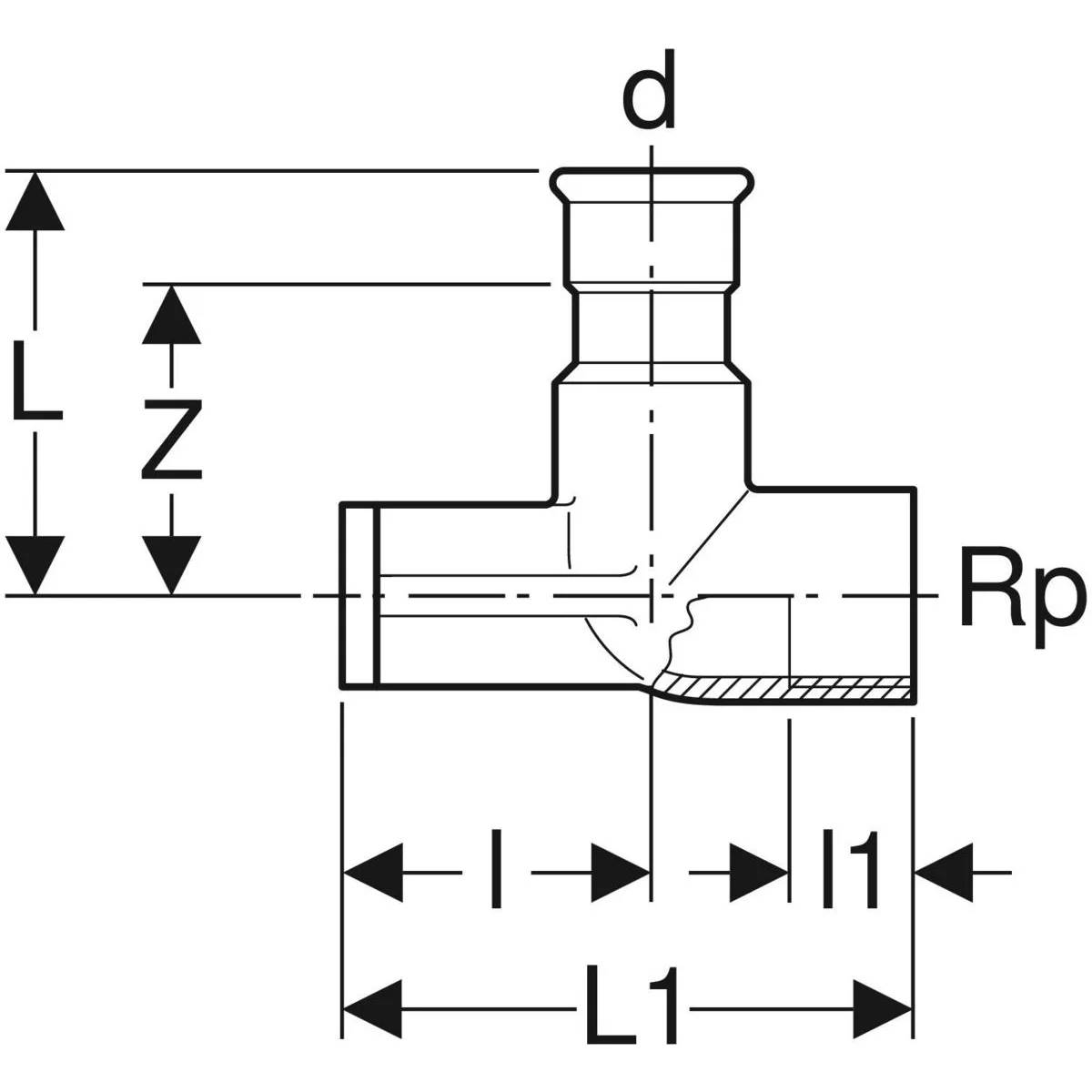 Geberit Edelstahl-Anschlusswinkel Mapress, 90°, abgesetzt, Ø18mm x Rp1/2", Press x Innengewinde, 10 Stk.
