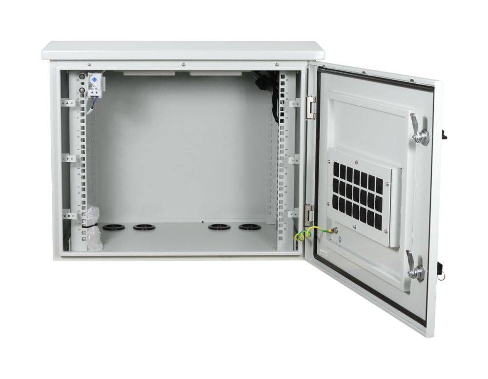 ALLNET 19Wandgehäuse, 6HE, T488mm, Lichtgrau, IP55, SO-Serie, incl. 2-Fach Lüftereinheit