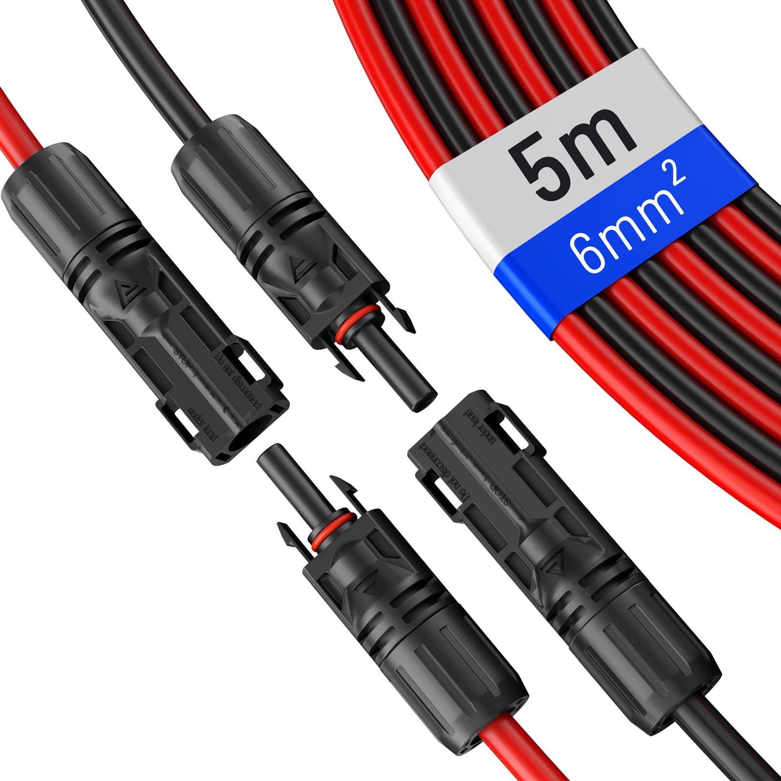 hb-digital 2x 5m Solarkabel 6mm2 mit Solar Stecker Solar Verlängerungskabel 6 mm²