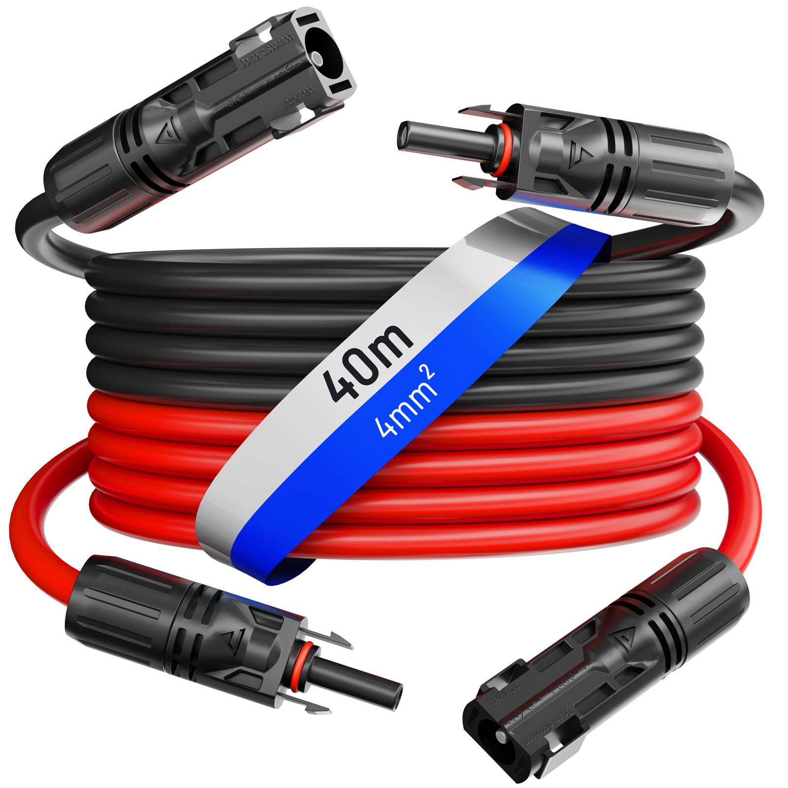 hb-digital 2x 40m Solar Verlängerungskabel 4mm² für PV Anlagen mit 1500V Solarstecker schwarz und rot