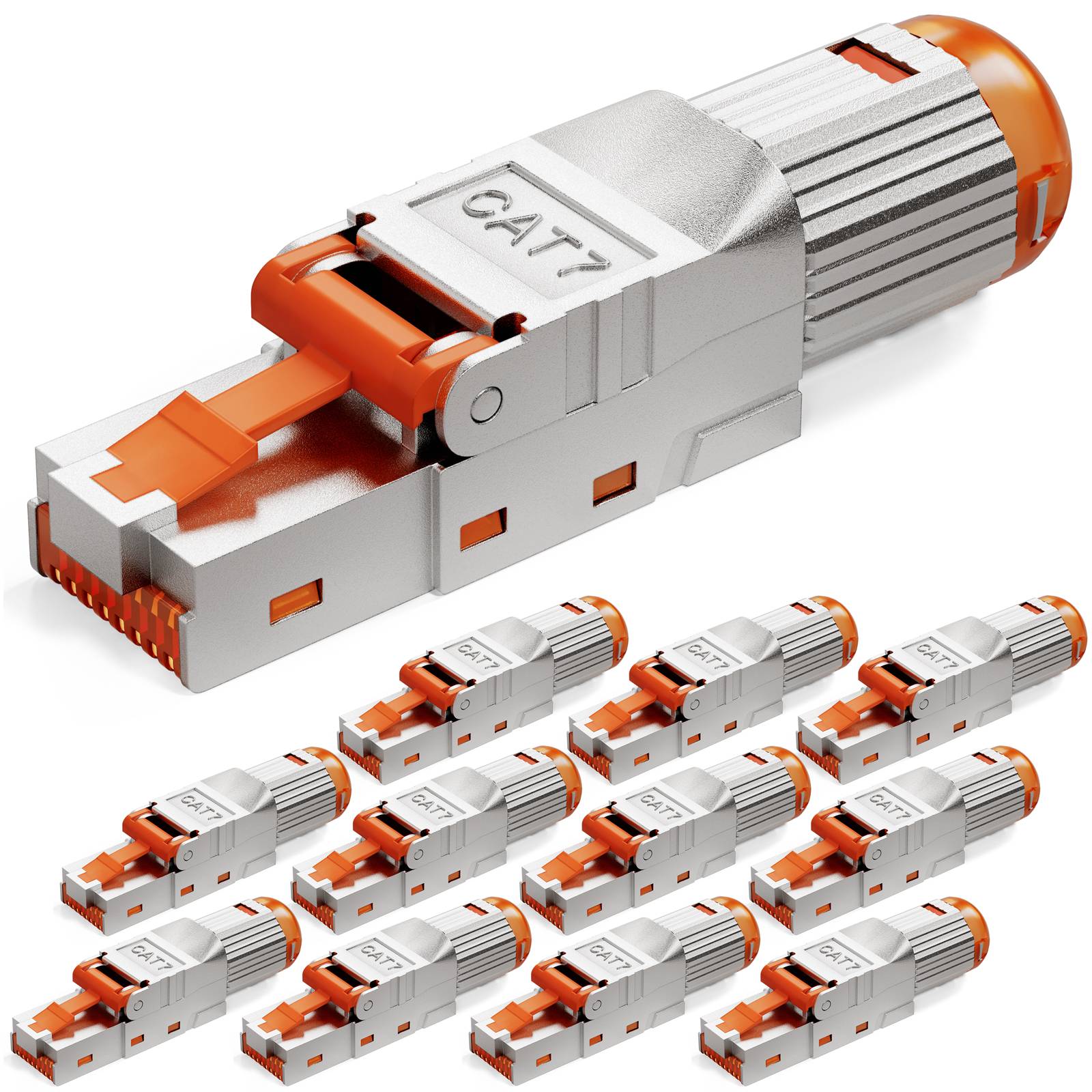 hb-digital 12x RJ45 Netzwerkstecker CAT 7 werkzeuglos LSA PoE
