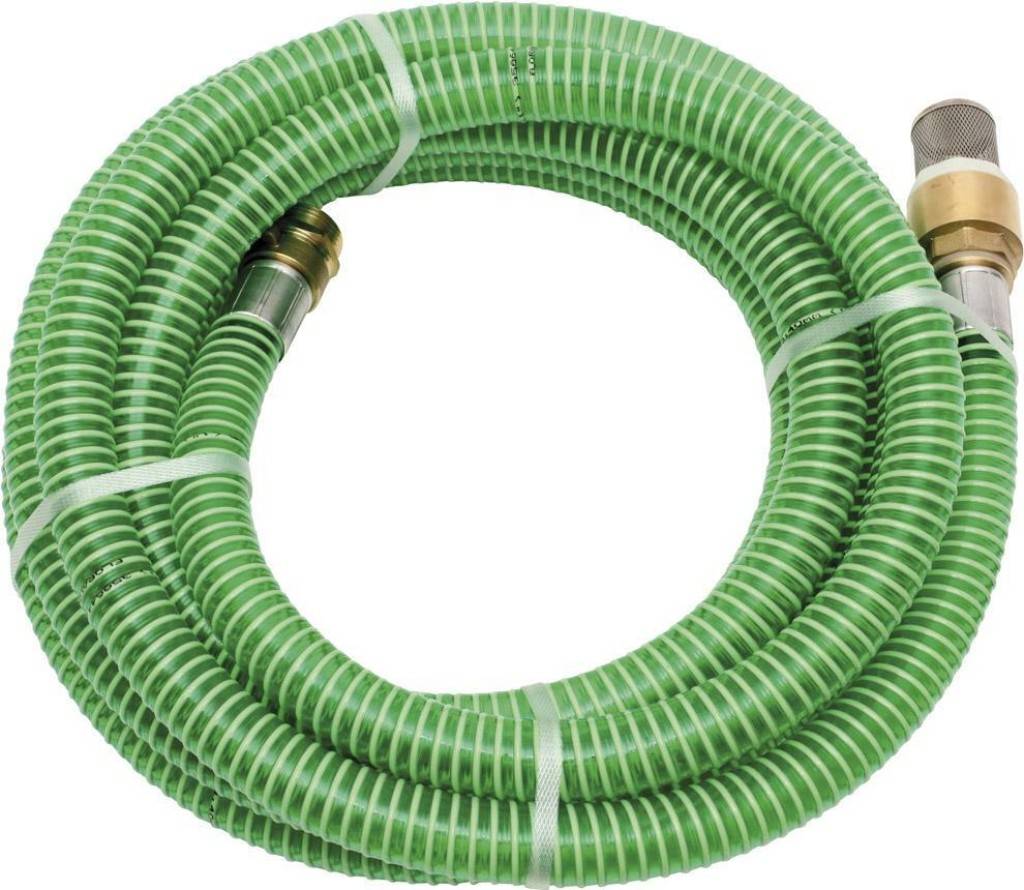 Schlauchgarnitur mit Messing-ArmaturMit Messing-Anschluss-Armaturen für Innengewinde 30,93 mm 1" oder Außengewinde 33,25 mm 1" sowie Messing-Fuß-R
