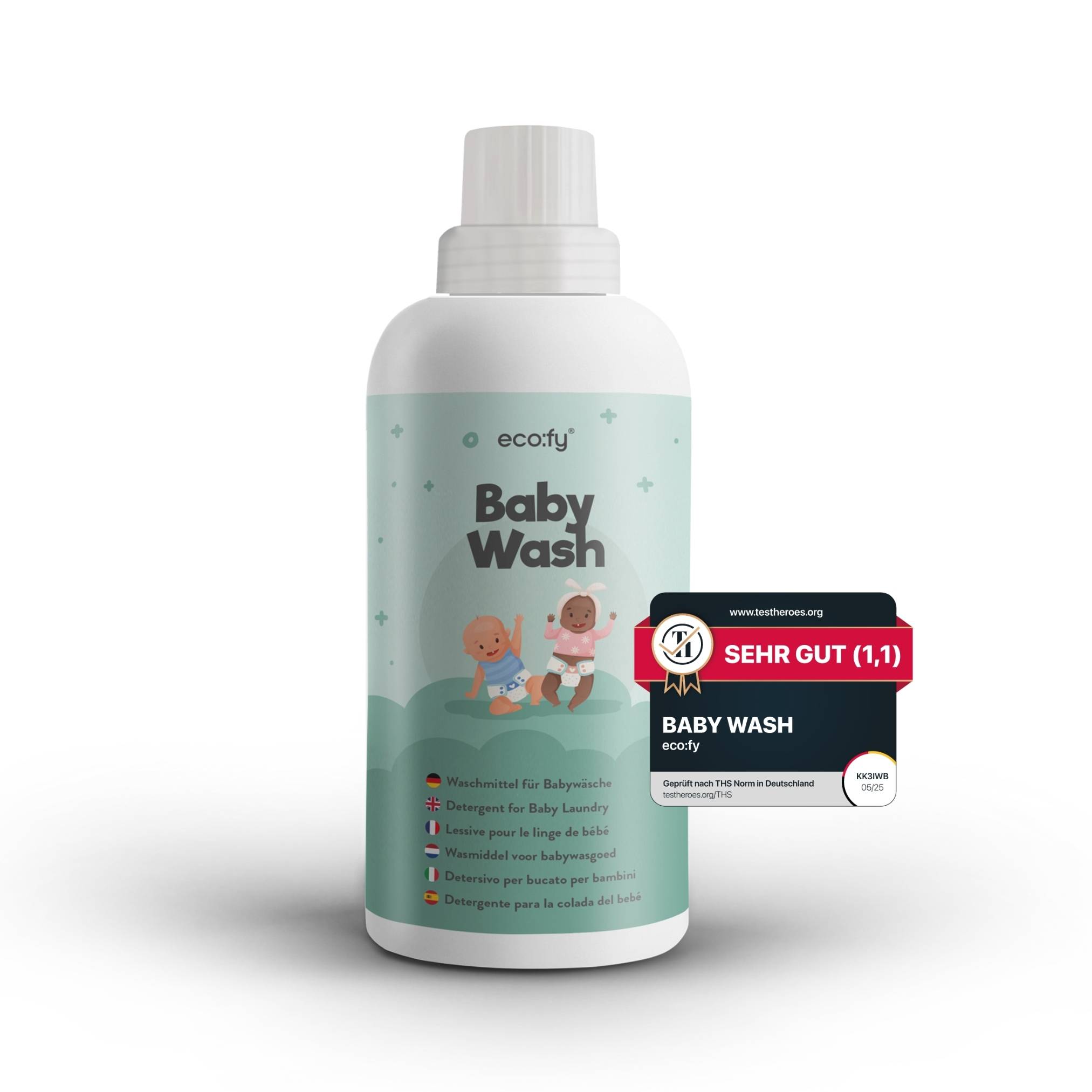 eco:fy Waschmittel für Babywäsche - sensitiv, pflanzenbasiert, ohne Farb- & Duftstoffe