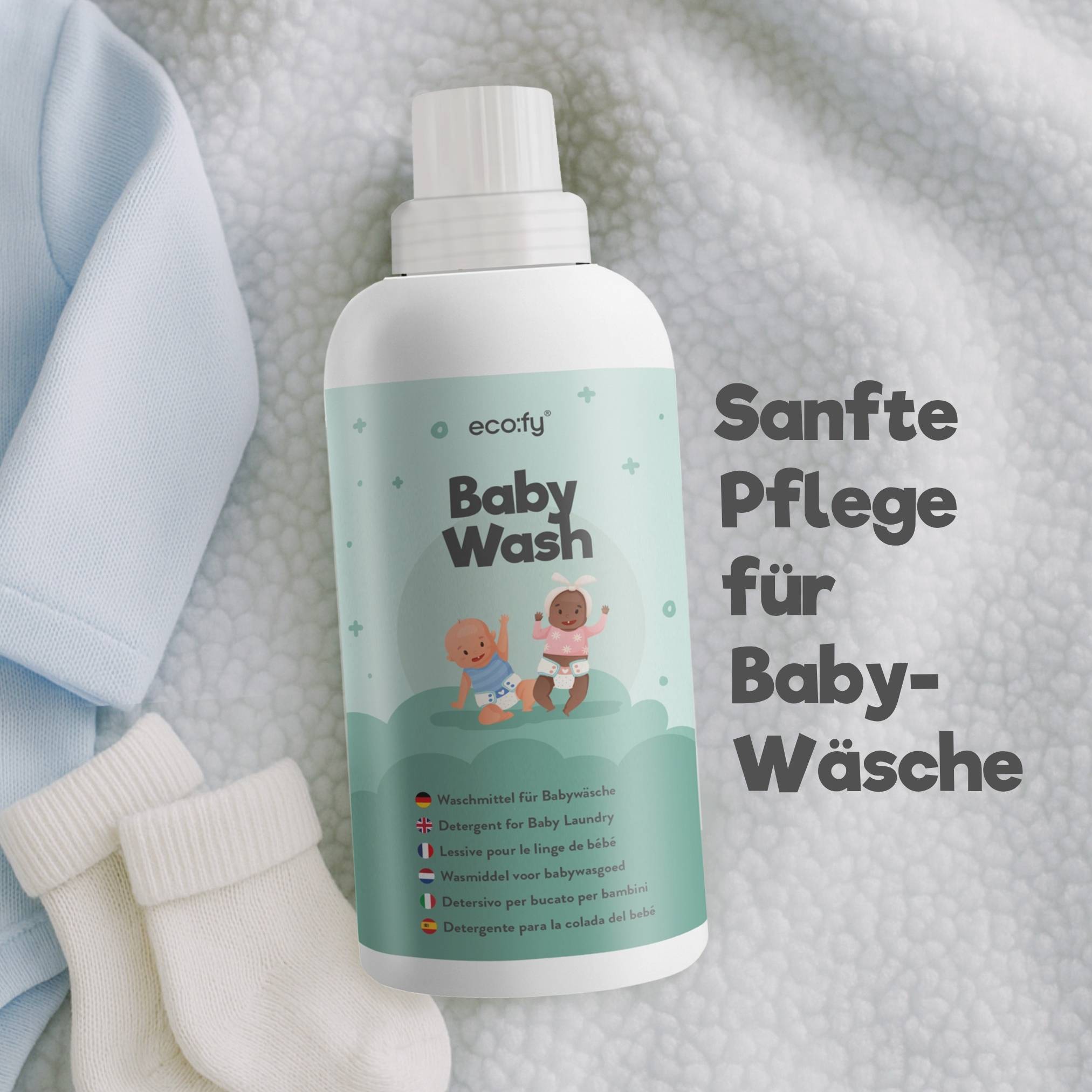 eco:fy Waschmittel für Babywäsche - sensitiv, pflanzenbasiert, ohne Farb- & Duftstoffe